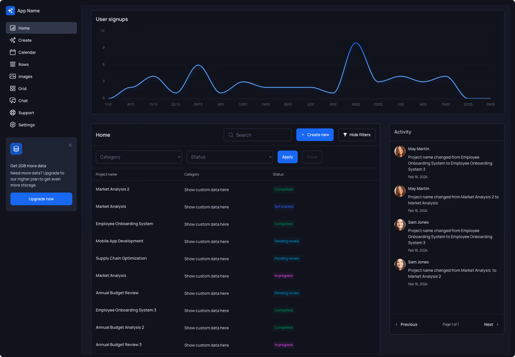 Bullet Launch dark mode preview