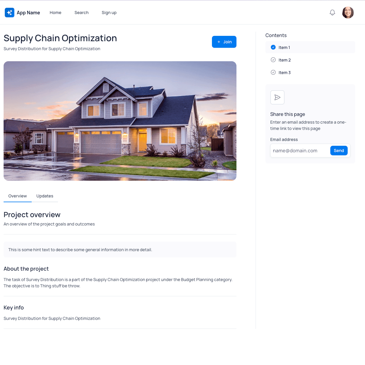 Item page